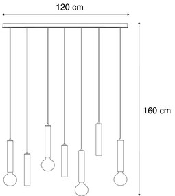 Dizajnové závesné svietidlo čierne oválne 7-svetlo - Tuba