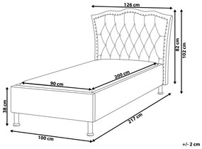 Čalúnená posteľ 90 x 200 cm sivá METZ Beliani