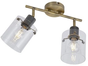 Dizajnový stropný reflektor bronzový s čírym sklom 2-svetelný - Domo