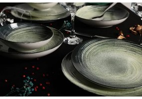 Jedálenská sada 24 ks zelená/čierna/porcelán