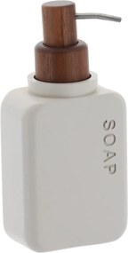 Dávkovač mydla Salva, béžová/s drevenými prvkami, 300 ml