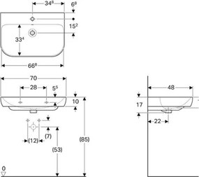 Geberit 500.248.01.1 - Závesné umývadlo Smyle 70x48 cm keramika/biela