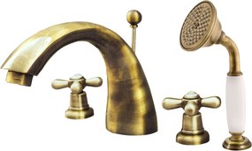 Slezák - RAV Vaňová batéria 4-otvorová MORAVA RETRO - MK169.xSSM, Stará mosadz (Bronz) SLEZÁK RAV-Pripojovacie hadičky - závit: 3/8"