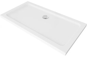 Mexen Flat obdĺžniková sprchová vanička slim 130 x 70 cm, biela, sifon chromový- 40107013