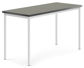 Stôl SONITUS, 1400x600x760 mm, linoleum - tmavošedá, biela