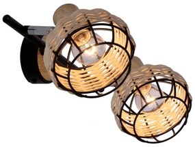 Bodové svietidlo TAJGA 2xE14/40W/230V ratan/čierna