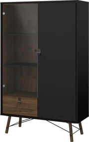 Vitrína Rainy 102 cm čierna/orech tmavý