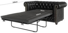 Čierna rozkladacia pohovka z imitácie kože 148 cm York - Ropez