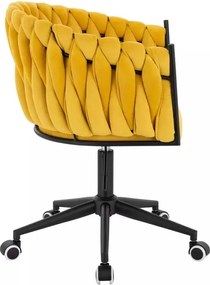 LuxuryForm DESIGN Stolička NORDEN VELUR na čiernej podstave s kolieskami - žltá