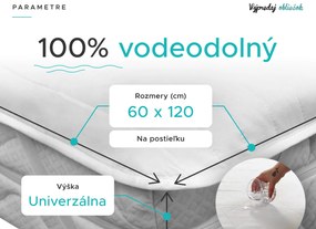 Nepremokavý chránič na matrac PREŠÍVANÝ na postieľku 60x120 cm