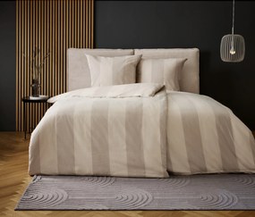 Posteľná bielizeň z luxusného flanelu, s béžovými prúžkami, štandardná veľkosť