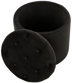 Taburetka s úložným priestorom Pantin - zamat, v42 x Ø44 cm - Čierna