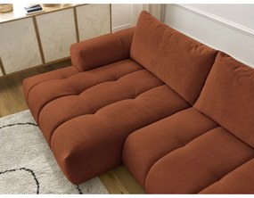 Rozkladacia/s úložným priestorom rohová pohovka v tehlovej farbe (ľavý roh/s leňoškou) Fuji – Bobochic Paris