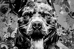 Obraz abstrakcia psa v čiernobielom prevedení