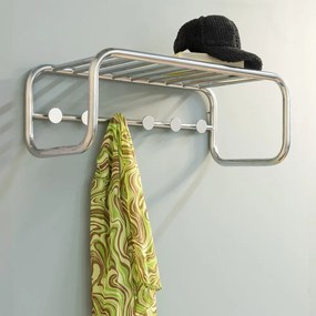 Kovový nástenný vešiak v striebornej farbe s poličkou Retro – Spinder Design