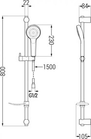 Mexen sprchový set DF05, chróm/biela, 785054582-00