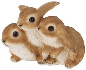 Záhradná figúrka z polyresinu Rabbits Trio, 11x17 cm, hnedá