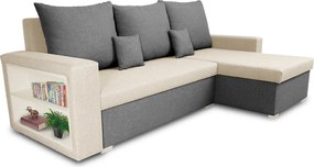 Rohová sedacia súprava s funkciou spania SAMI Krémová/svetlo šedá