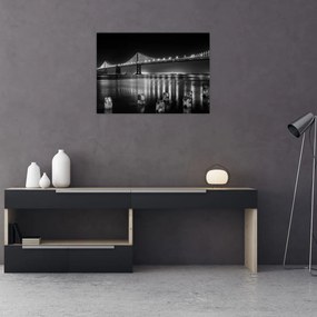 Sklenený obraz - Čiernobiely most (70x50 cm)