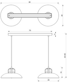 Luster na lanku FELIX 2xE27/60W/230V modrá
