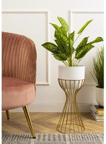 Kovový kvetináč LOFT 46x20 cm zlatá/biela