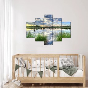Obraz jazera s tŕstím (150x105 cm)