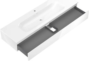 Mexen Orio, kúpeľňová skrinka 160 cm s umývadlom Vela, 1 zásuvka, biela lesklá, 91A10-16023-1-BF00-W23M00