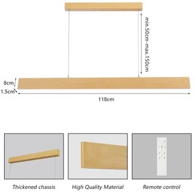 Brilagi - stmievateľný LED luster na lanku SLIMLINE LED/40W/230V 3000-6000K dubový dekor + diaľkové ovládanie