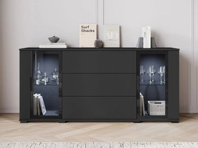 Široká komoda Hedvis SB 150 2D3S, Farby: čierna, Osvetlenie: bez osvetlenia