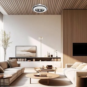 LED Stmievateľné stropné svietidlo s ventilátorom ZEPHYR LED/48W/230V čierna + DO