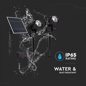 SADA 2x LED Vonkajšia solárna lampa 2xLED/1,2W/3,7V IP65 3000K 4000 mAh