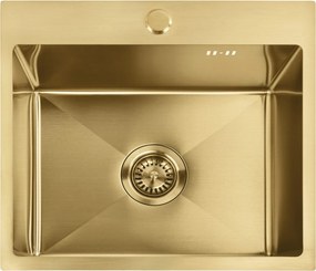 Rea Leo, 1-komorový oceľový drez 500x450x185 mm, zlatá matná, ZLE-06004
