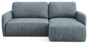 Sivomodrá ženilková rozkladacia/s úložným priestorom rohová pohovka (pravý roh/s leňoškou) Lilo – Makamii