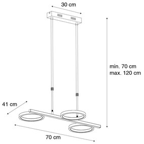 Moderné závesné svietidlo čierne vrátane LED 3-stupňové stmievateľné 3-svetlo - Vivé