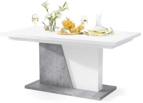 NOBLE NOIR Biely Mat/Beton Millenium - ROZKLADANÝ STÔL DO 218 cm, pre 8, 10 osôb.