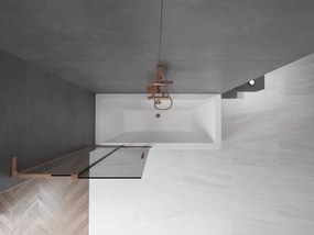 Mexen Velar L, 2-krídlová posuvná vaňová zástena 85 x 150 cm, 8mm šedé sklo, medená matná, 896-085-003-41-65