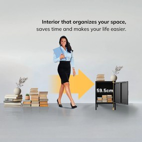 Čierny nočný stolík kovový MIA Modern 424 x 595 x 400 mm