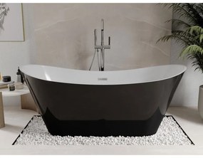 Mexen Celia, voľne stojaca vaňa 170 x 75 cm, biela-čierna, chrómový prepad, 52331707575-01