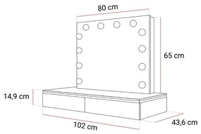 TOALETNÝ STOLÍK NESSIE ELITE BIELY LESK + STRIEBORNÝ