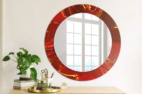 Okrúhle ozdobné zrkadlo na stenu Červená mramor fi 60 cm