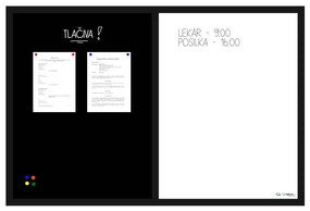 Toptabule.sk  Kombinovaná magnetická tabuľa v drevenom ráme + 5 farieb rámu 120x90 cm