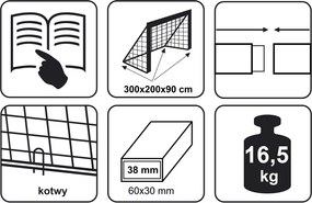 JOKOMISIADA Futbalová bránka 300 x 200 x 90 cm, štadión SP0661