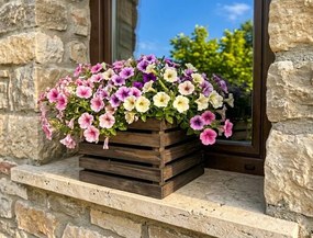 AMADEA Drevený obal na kvetináč tmavý, 27x27x20 cm Český výrobok