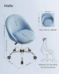Otočná stolička, výškovo nastaviteľná, 80-90x60x60cm, bledomodrá