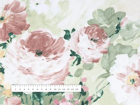 Biante Dekoračný obdĺžnikový obrus PM-018 Maľované kvety na zelenom 50x100 cm