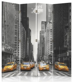 Ozdobný paraván New York City Tai - 145x170 cm, štvordielny, klasický paraván