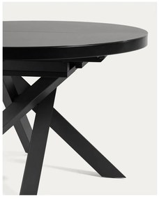 Čierny okrúhly rozkladací jedálenský stôl so sklenenou doskou ø 160 cm Vashti – Kave Home