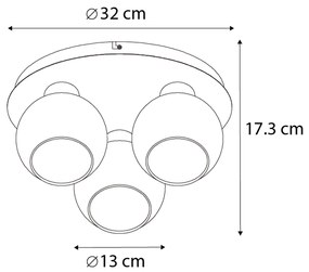 Inteligentné stropné svietidlo čierne s dymovým sklom 3-svetlá vrátane WiFi A60 - Vidro