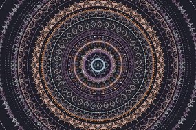 Tapeta Mandala so vzorom slnka vo fialových odtieňoch