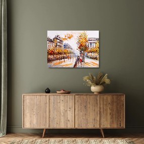 Sklenený obraz - Ulica v Paríži (70x50 cm)
